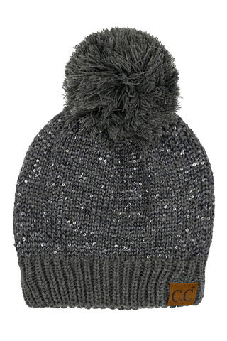 Sequin CC Pom Pom Beanie