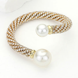 Pearl Tip Rhinestone Embellished Bracelet