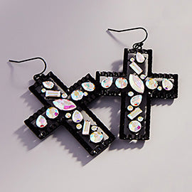 Embellished Cross Earrings