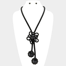 Flower Pendant Long Necklace Set