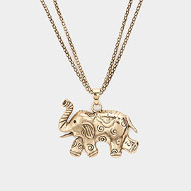 Double Chain Elephant Necklace