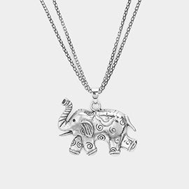 Double Chain Elephant Necklace