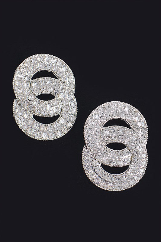 Double Circle Rhinestone Earrings