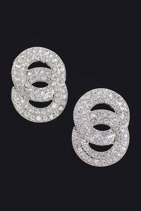 Double Circle Rhinestone Earrings