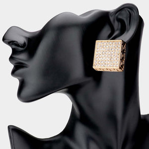 Rhinestone Square Greek Detail Earrings